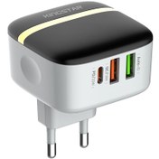 تصویر شارژر دیواری 32 وات کینگ استار مدل KW196 PD به همراه کابل USB-C سفید شارژر موبایل شارژر دیواری کینگ استار KW196 PD سفید