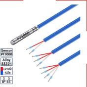 تصویر سنسور pt1000 سیمی غلاف دار قطر 6 میل با کابل سیلیکون شیلد دار بدون رزوه (رنج دما 50- تا 200+) | تمپ سیس 