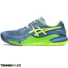 تصویر کفش تنیس مردانه اسیکس Asics Gel-Resolution 9 – طوسی/ سبز 