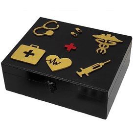 تصویر جعبه نگهدارنده دارو و کمک های اولیه مشکی طلایی 