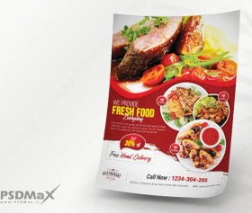 تصویر تراکت لایه باز رستوران با تم قرمز 