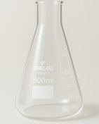 تصویر ارلن مایر شیشه ای 500 سی سی - یونی گلس Glass Erlenmeyer 500cc - Uniglass