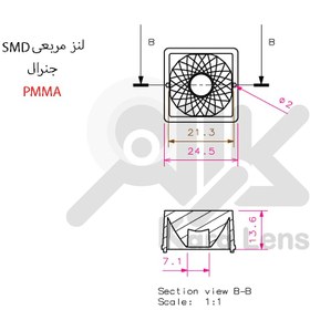 تصویر لنز اس ام دی مربعی 24*24 میلیمتر برای تمامی SMD ها ، 10 درجه smd lenses