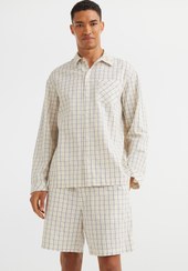 تصویر خرید اینترنتی ست لباس راحتی مردانه سفید اچ اند ام 1077328002 ا Gömlek ve Şortlu Pijama Takımı Gömlek ve Şortlu Pijama Takımı