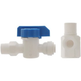 تصویر شیر ورودی تصفیه آب به همراه سه راهی - پلاستیکی Household water purifier inlet valve with tee