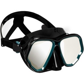 تصویر Decathlon Subbea Dive Mask سیاه خاکستری آینه 500 دوگانه 