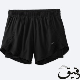 تصویر شلوارک ورزشی زنانه کشاله دار بروکس Brooks Chaser 5″ 2-in-1 Short مشکی BROOKS WOMEN RUN WITHIN