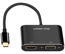 تصویر تبدیل تایپ سی به اچ دی ام آی و وی جی آی یوگرین Ugreen MM123 50251 USB-C to HDMI and VGA Converter 