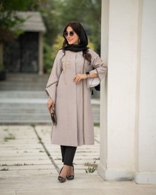 تصویر مانتو مجلسی زنانه بابوس مدل گلدوزی جنس کرپ سایز ۵۰ 