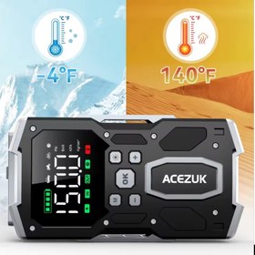 تصویر جامپ استارتر و پاوربانک خودرو ۴ کاره با پمپ باد و چراغ قوه 