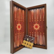 تصویر تخته نرد طرح کلاسیک به همراه مهره چوبی و تاس 