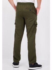 تصویر شلوار کمر معمولی مردانه، سبز ارتشی برند threadbare Men Regular Fit Solid Cargo Pants, Army Green