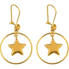 تصویر گوشواره طلا 18 عیار گالری عدنان مدل آویز ستاره و حلقه 