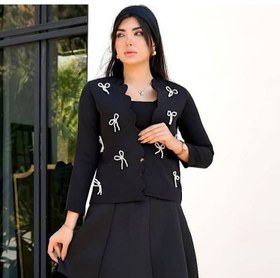 تصویر کت مجلسی زنانه مدل پاپیون مرواریدی - مشکی / سایز یک مناسب ۳۶.۳۸ 