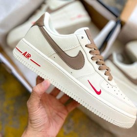 تصویر کتونی نایک ایرفورس 1 کرم قهوه ای Nike Air Force 1 Yohood Rice White 