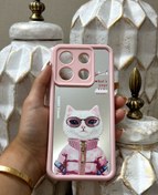 تصویر قاب کاور آینه ای مدل گربه ای رنگ صورتی مناسب گوشی شیائومی redmi note 13 pro 5G 
