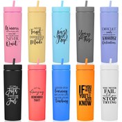 تصویر ماگ ۱۶ اونسی مات زنانه برند تیونسی برند tioncy Tioncy 10 Pcs Employee Appreciation Gift Bulk Thank You Water Cup 16oz Matte Inspirational Skinny Tumbler with Lid and Straw for