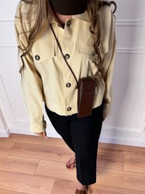 تصویر کراپ کت کتان رنگی 