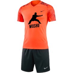 تصویر ست تیشرت و شورت طرح ووشو رنگ نارنجی کد 364 