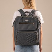 تصویر کوله پشتی لوازم نوزاد طرح چیکو طوسی | کیفیت مشابه اصل، جادار و ضد آب | کانگومام 