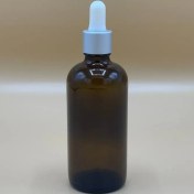 تصویر شیشه قطره چکان 100ml قهوه ای وارداتی سفید نقره ای 