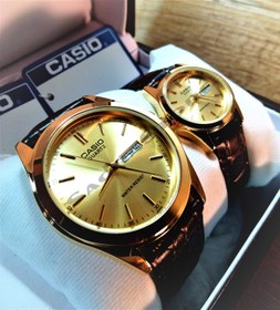 تصویر CASIO WATCH ست زنانه مردانه کاسیو ساخت ژاپن ** موتور EPSON ژاپن ** درب استیل ** دوتقویمه روز و ایام لاتین و فارسی 