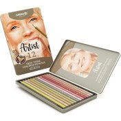 تصویر مداد رنگی آریا آرتیست ۱۲ رنگ پوست روشن جعبه فلزی 