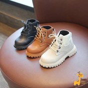 تصویر بوت بچگانه چرمی عسلی 