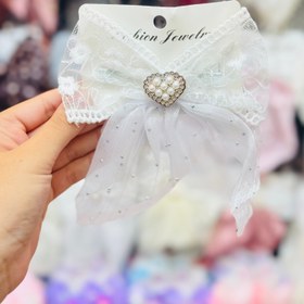 تصویر پاپیون توری - سفید 