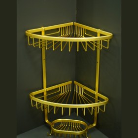 تصویر قفسه حمام کنجی TBCO مدل خورشیدی دو طبقه طلایی 