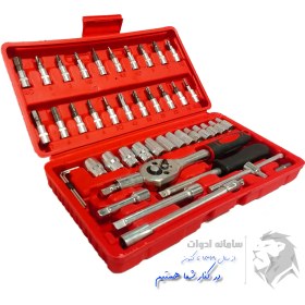 تصویر مجموعه 46 عددی آچار و سری بکس و پیچ گوشتی ساتاگود مدل G-10028 Satagood G-10028 Ratchet Wrench And Sockets And Screwdriver Set 46PCS