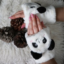 تصویر دستکش دخترانه مدل فانتزی پولیشی طرح پاندا 