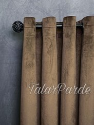 تصویر پرده پانچ مخمل کالیفرنیا رنگ قهوه ای 