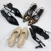 تصویر کفش زنانه مجلسی مشکی ورنی براق پاشنه‌دار الگانت 