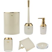 تصویر ست سرویس بهداشتی 6 تکه لیمون مدل رومانتیک کد کالا 1764 - سفید - نقره ای 