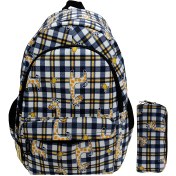 تصویر کیف مدرسه دخترانه مدل زرافه با جامدادی از ساتن 