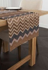 تصویر رانر و زیر بشقابی چند رنگ رانینگ دویدن چاپی دیجیتال با الگوی قومی قهوه ای CGH932 RN Cango Home 