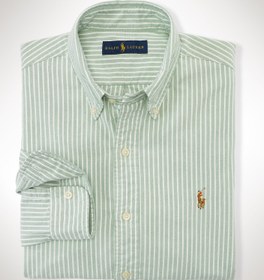 تصویر پیراهن رالف لورن Ralph Lauren STRIPED OXFORD SPORT SHIRT GREEN/WHITE 