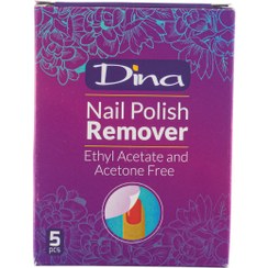 تصویر پد لاک پاک کن 5 عددی جعبه ای دینا Dina Nail Polish Remover Wipes Box 5Pcs