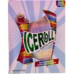 تصویر بستنی آیس رول توت‌فرنگی و میوه های گرمسیری 