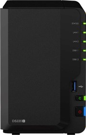 تصویر Synology 2 bay NAS DiskStation DS220+ (Diskless),Black DS220+ 2-bay; 2GB DDR4 DiskStation 