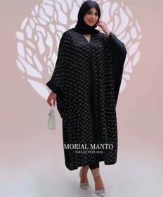 تصویر مانتو عبایی مجلسی مشکی 