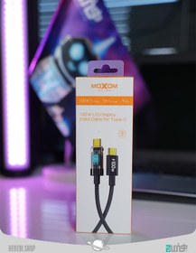 تصویر کابل شارژ type-c به type-c دارای نمایشگر برند موکسوم Type-C to Type-C charging cable with Moxom brand display 