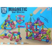 تصویر اسباب بازی ساختنی مگنت ۱۲۸ قطعه مناسب خردسال و کودک 