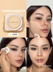 تصویر پنکیک کرم پودری ش__یگ__lam | پوشانندگی قوی، بافت سبک، ماندگاری بالا - linen Skinfluencer Full Coverage Powder Foundation