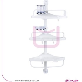 تصویر قفسه حمام اسپادانا سه طبقه سفید Spadana three-tier white bathroom shelf