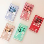 تصویر ست 7 عددی رواننویس و هایلایتر موکا 