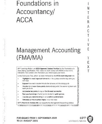 FIA Foundations in Management Accounting FMA (ACCA F2