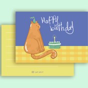 تصویر کارت پستال طرح تولد گریه Post card