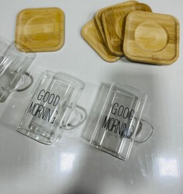 تصویر زیر لیوانی بامبو ۶ عددی 